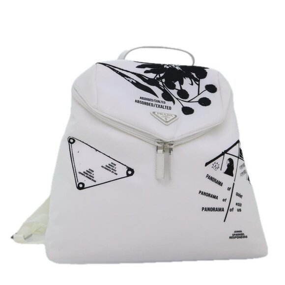 PRADA Backpack Nylon White Silver 1BZ072 Auth 91414AV - Picture 1 of 16